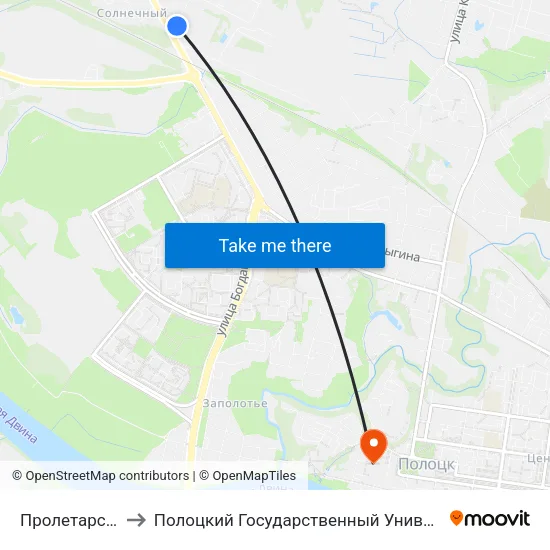 Пролетарская to Полоцкий Государственный Университет map