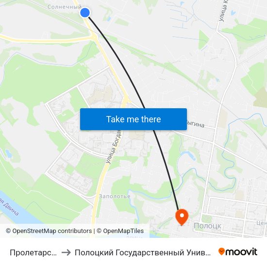 Пролетарская to Полоцкий Государственный Университет map