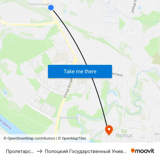 Пролетарская to Полоцкий Государственный Университет map
