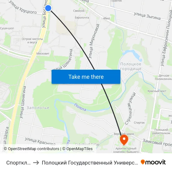 Спортклуб to Полоцкий Государственный Университет map