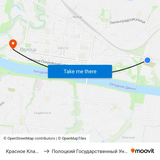 Красное Кладбище to Полоцкий Государственный Университет map