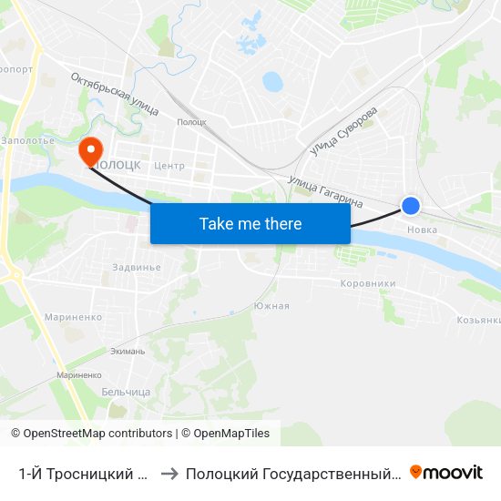1-Й Тросницкий Переулок to Полоцкий Государственный Университет map