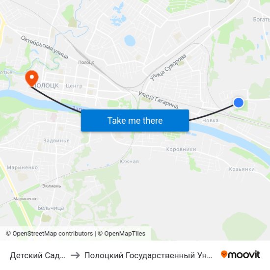 Детский Сад №23 to Полоцкий Государственный Университет map