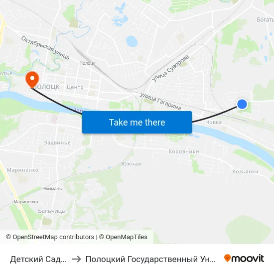 Детский Сад №23 to Полоцкий Государственный Университет map