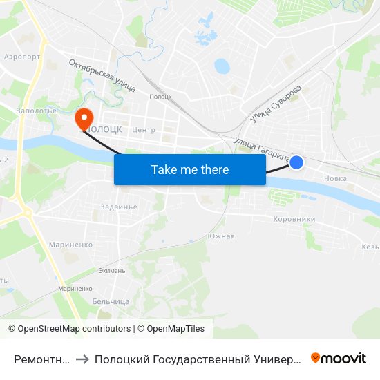 Ремонтник to Полоцкий Государственный Университет map