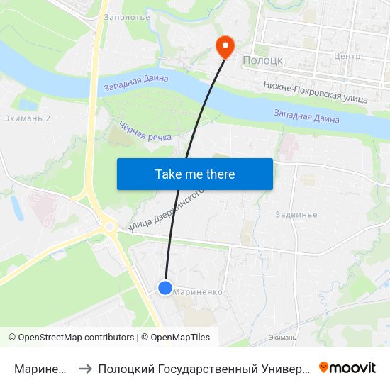Мариненко to Полоцкий Государственный Университет map