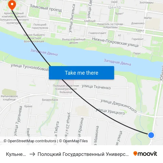 Кульнева to Полоцкий Государственный Университет map