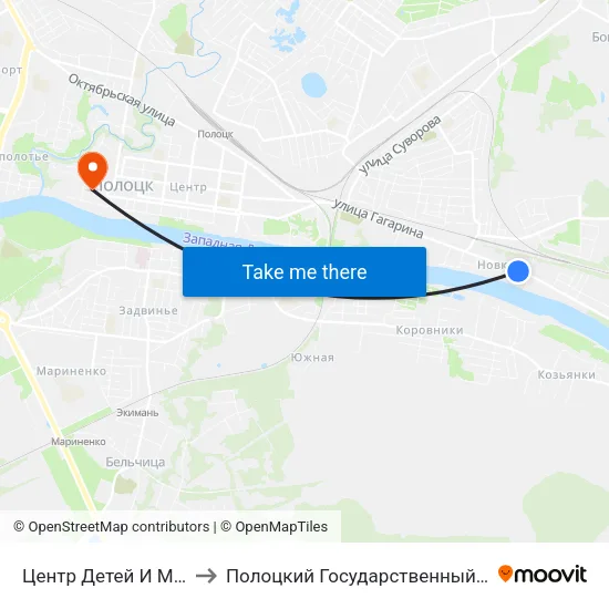 Центр Детей И Молодёжи to Полоцкий Государственный Университет map