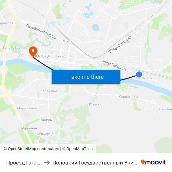 Проезд Гагарина to Полоцкий Государственный Университет map