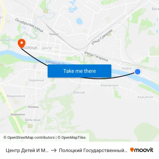Центр Детей И Молодежи to Полоцкий Государственный Университет map