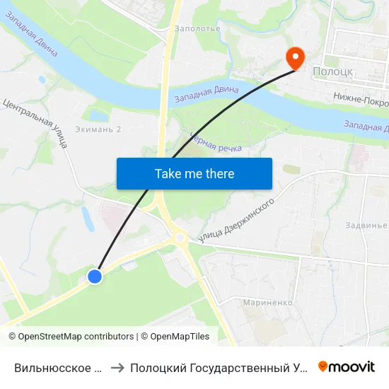 Вильнюсское Шоссе to Полоцкий Государственный Университет map