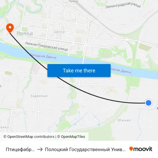 Птицефабрика to Полоцкий Государственный Университет map