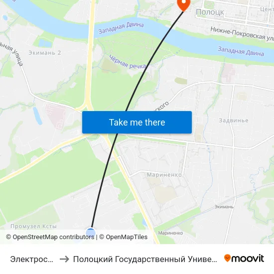 Электросети to Полоцкий Государственный Университет map