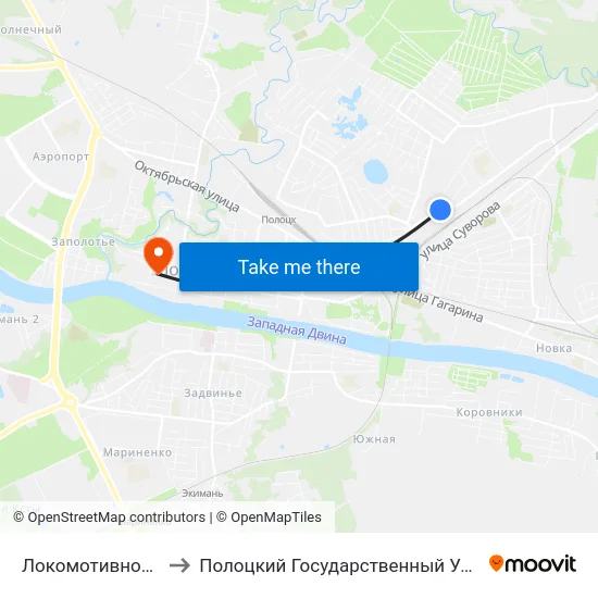 Локомотивное Депо to Полоцкий Государственный Университет map