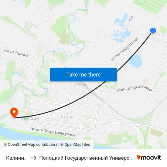 Калинина to Полоцкий Государственный Университет map