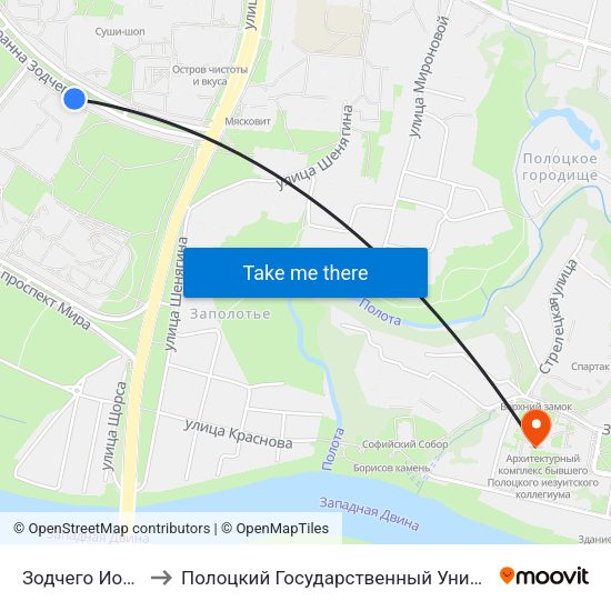 Зодчего Иоанна to Полоцкий Государственный Университет map