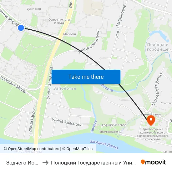 Зодчего Иоанна to Полоцкий Государственный Университет map