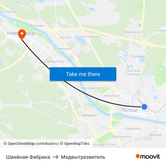 Швейная Фабрика to Медвытрезвитель map