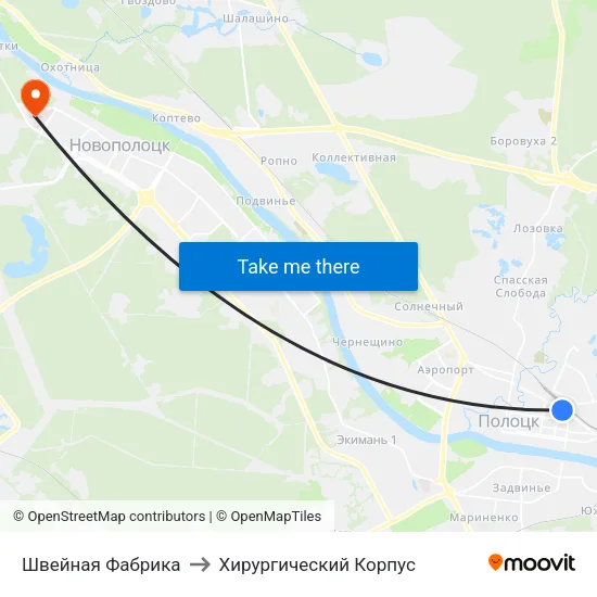Швейная Фабрика to Хирургический Корпус map