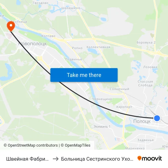 Швейная Фабрика to Больница Сестринского Ухода map
