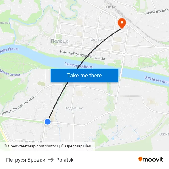 Petrusya Brovki Street to Polotsk map