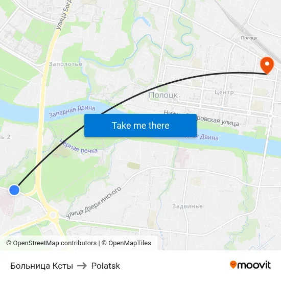 Больница Ксты to Polatsk map
