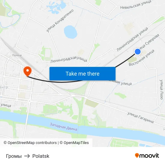 Громы to Polatsk map