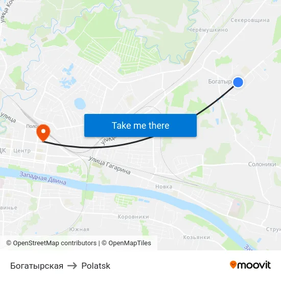 Bogatyrskaya to Polotsk map