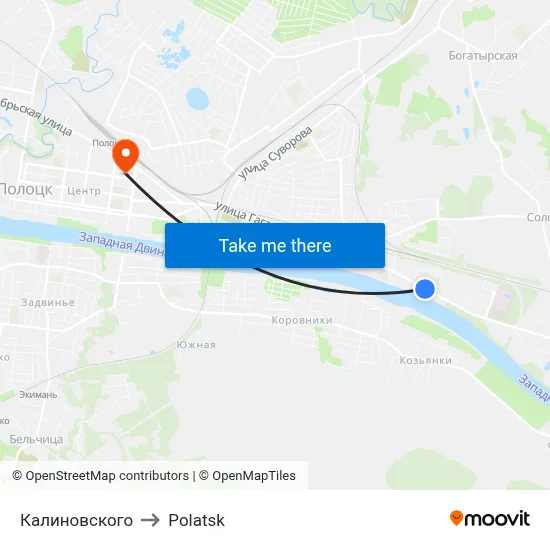 Kalinovsky to Polotsk map