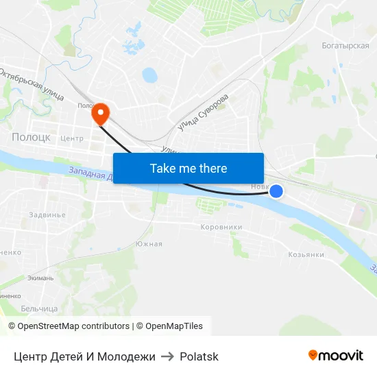 Children and Youth Center to Polotsk map