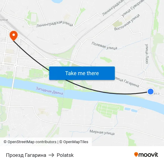 Gagarin Pass to Polotsk map