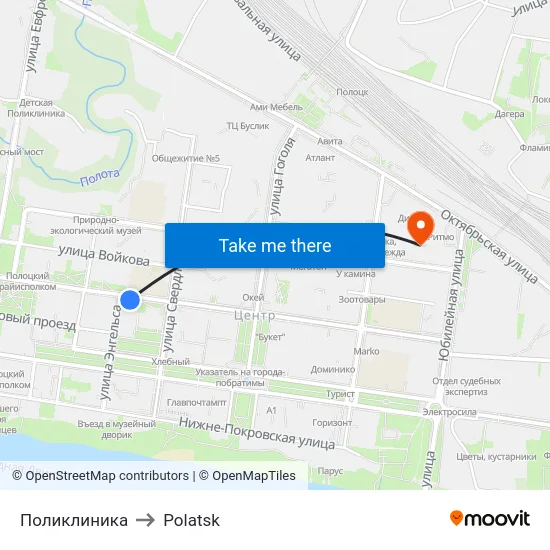 Поликлиника to Polatsk map