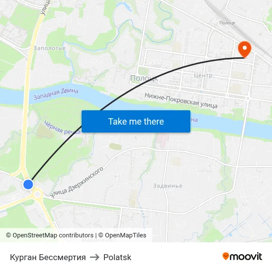 Immortality Mound to Polotsk map