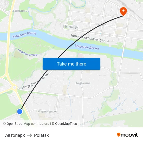 Vehicle Depot to Polotsk map