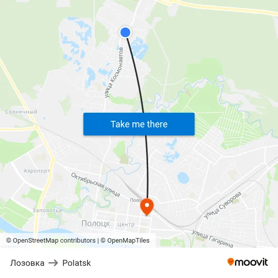 Lozovka to Polotsk map