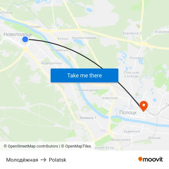 Molodezhnaya Street to Polotsk map