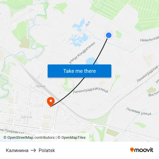 Kalinina to Polotsk map
