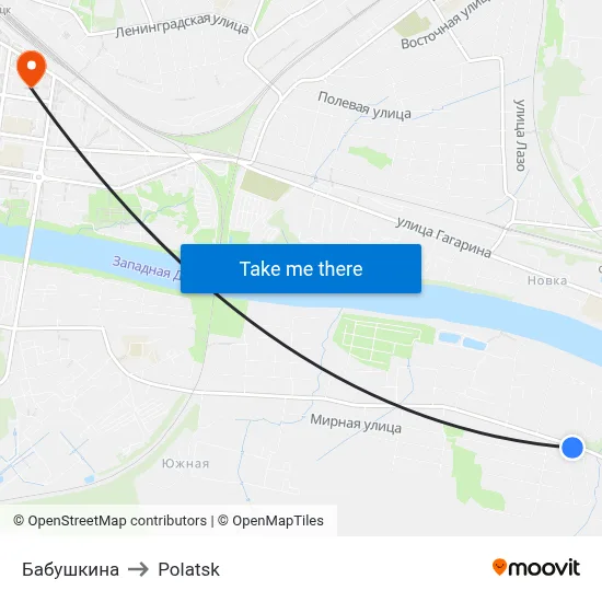 Babushkina to Polotsk map