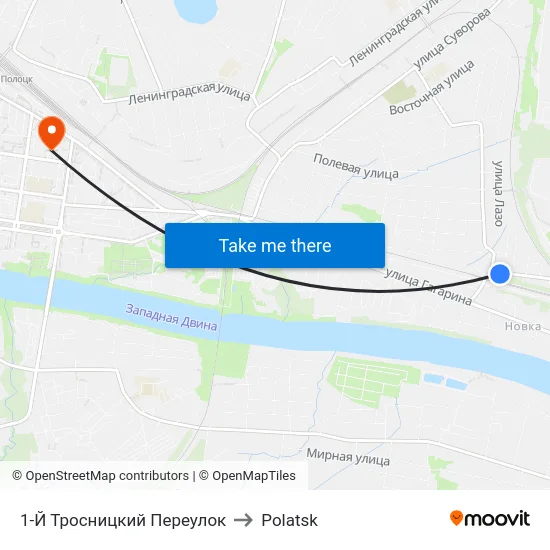 1st Trosnitsky Lane to Polotsk map