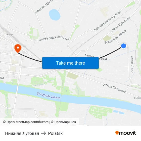 Nizhnyaya Lugovaya to Polotsk map