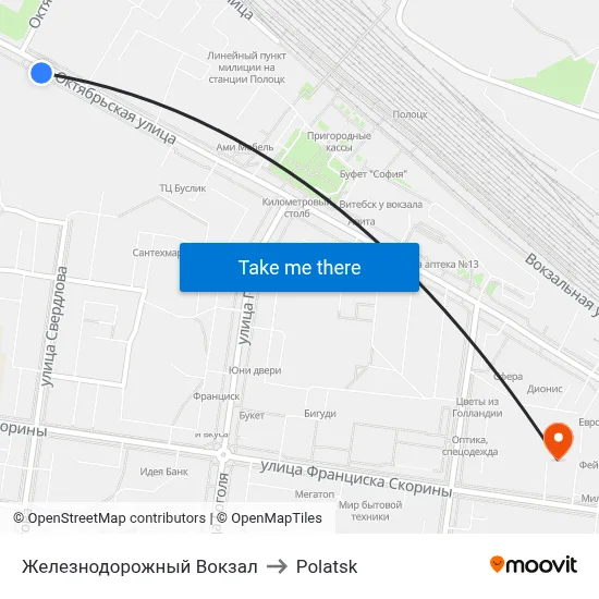 Railway Station to Polotsk map