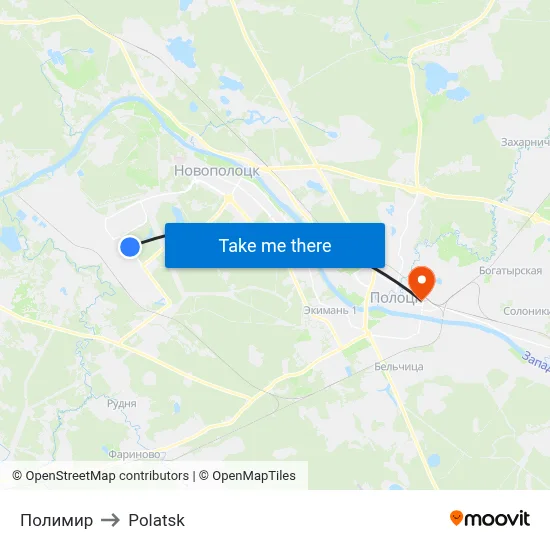 Polimir to Polotsk map