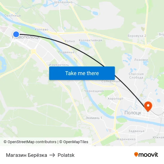 Beryozka Store to Polotsk map