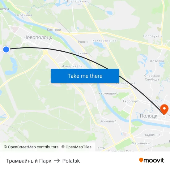 Tram Park to Polotsk map