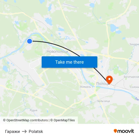 Garages to Polotsk map