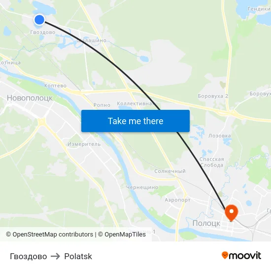 Гвоздово to Polatsk map