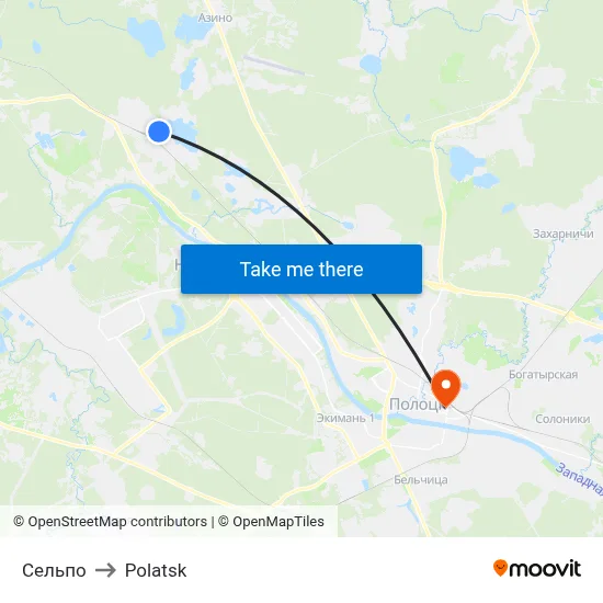 Selpo to Polotsk map