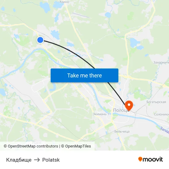 Cemetery to Polotsk map