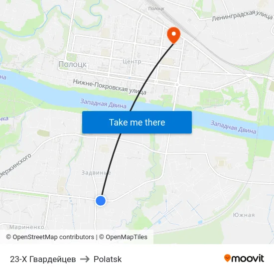 23-Х Гвардейцев to Polatsk map