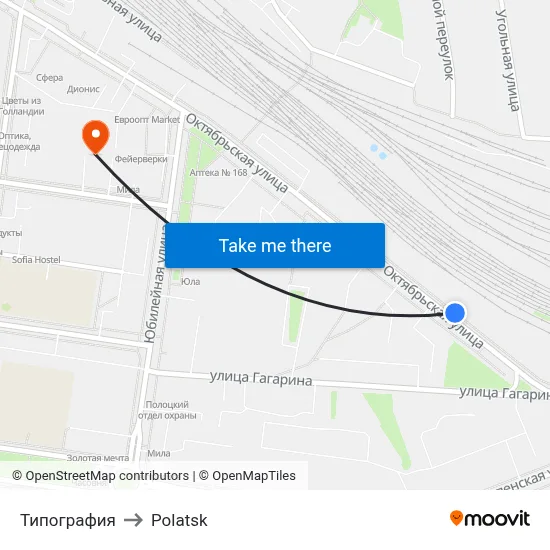 Printing House to Polotsk map